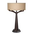 thumbnail image 2 of Franklin Iron Works Tremont Industrial Table Lamp 31 1/2" Tall Bronze Metal with Dimmable USB and Power Outlet Burlap Drum Shade for Living Room House, 2 of 7