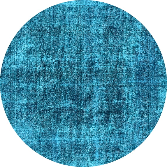 Ahgly Company Indoor Round Oriental Light Blue Industrial Area Rugs, 8' Round