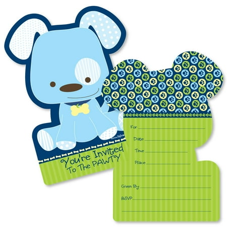 Birthday Invitations For Dogs Boy Puppy Dog - Shaped Fill-In Invitations - Baby Shower or Birthday Party Invitation Cards with Envelopes - Set of 12 ()