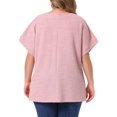 thumbnail image 4 of DARING DIVA Women's Plus V Neck Short Sleeve Textured Tops 1X Pink, 4 of 5