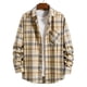 thumbnail image 1 of Blusa y camisa de manga larga con cuello vuelto para hombre, blusa informal de moda con estampado a cuadros y bolsillos, blusa de manga larga para hombre, 1 of 4