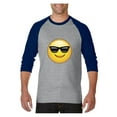 thumbnail image 1 of MmF - Mens Raglan Sleeve Baseball T-Shirts, up to Size 3XL - Emoji with Sunglasses, 1 of 4
