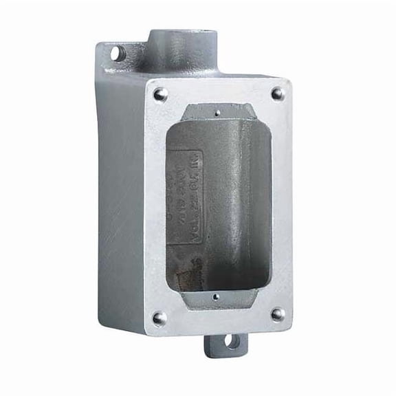 Electrical Box, 22 cu in, Device Box Type, 1 Gang, Aluminum, Rectangular Shape