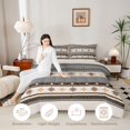 thumbnail image 3 of Homewish Vintage Geometric Print Full Size Comforter Sets,Bohemian Rhombus Stripes Bedding Comforter Set,Light Gray Reversible,3 Pieces,1 Comforter and 2 Pillowcases, 3 of 7