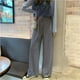 thumbnail image 3 of Sonducket Pantalones Mujer Pantalón Largo Pierna Ancha Pantalón Casual Mujer Cintura Alta Prendas para la parte inferior del cuerpo Gris oscuro S, 3 of 5