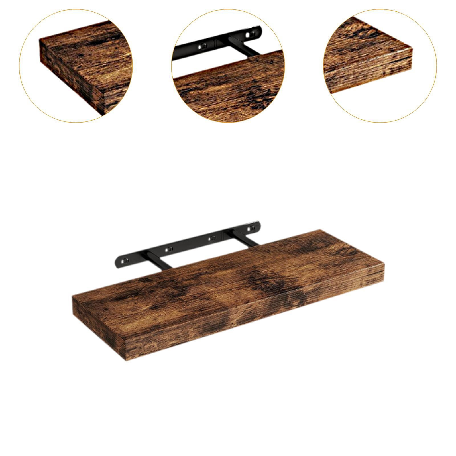 CarpNettore Float Shelf Rustic Hanging Minimalist Wood Wall Shelf with Invisible Bracket for Brown