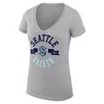 thumbnail image 2 of Women's G-III 4Her by Carl Banks Heather Gray Seattle Kraken Super-Slim Fit Lightweight City Graphic V-Neck T-Shirt, 2 of 3