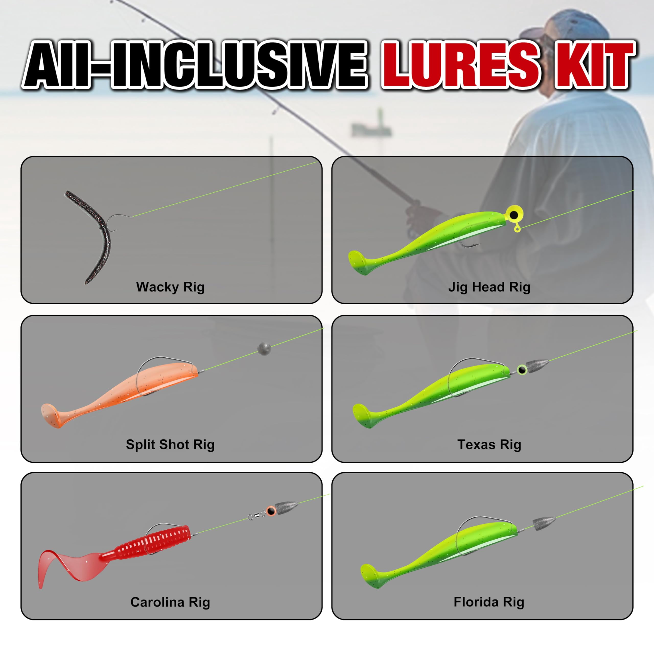 Fishing Lures Accessories Kit With Tackle Box  Hooks Minnow Crankbait Frog Popper Lure Worm Spoon Spinner Bait For Bass Crappie Gear Freshwater Equipment Gifts Men
