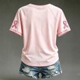thumbnail image 4 of Jamsmile Women T-Shirts Cancer Awareness Month Tshirts Loose Fit Short Sleeve Graphic Pink Floral Print Tee Shirts Tops, 4 of 5