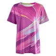 thumbnail image 3 of Gibobby Playera Corte clásico para Mujer Camiseta informal verano para mujer, camiseta holgada con hombros caídos y cuello redondo, manga corta, estampado s(Rosa caliente,M), 3 of 4