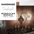 thumbnail image 5 of DEMMEX Authentic Turkish Mosaic Table Lamp, Handcrafted Bedside Accent Light, Antique Brass Metal Base, Vintage Moroccan Boho Decor Lamp, Black & White, 5 of 7