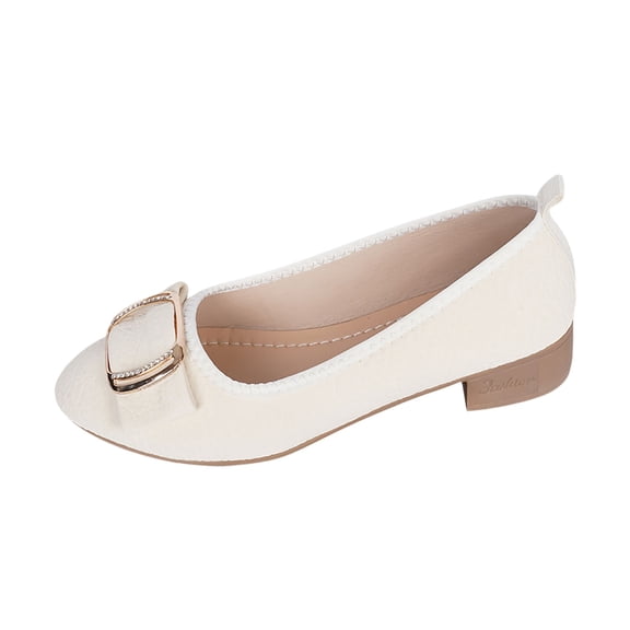 Womens Shoes,Casual Loafers Comfortable Square Heel for Everyday Wear Leather Casual Loafers for Breathable Walking,Shoes for Women,White,7.5
