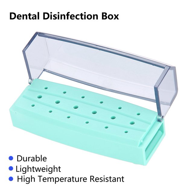 18 Holeros Caja de Limpieza Case Burs Bloqueo Herramiente de Dentista Autoclavable Greens015c