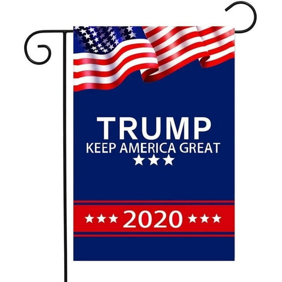 2020 Donald Trump Garden Flags, Double Sided Keep America Great Patriotic Stripe and Star Burlap Flags, Outdoor Yard Lawn Decoration Flags for American President Election Celebration Parade - -