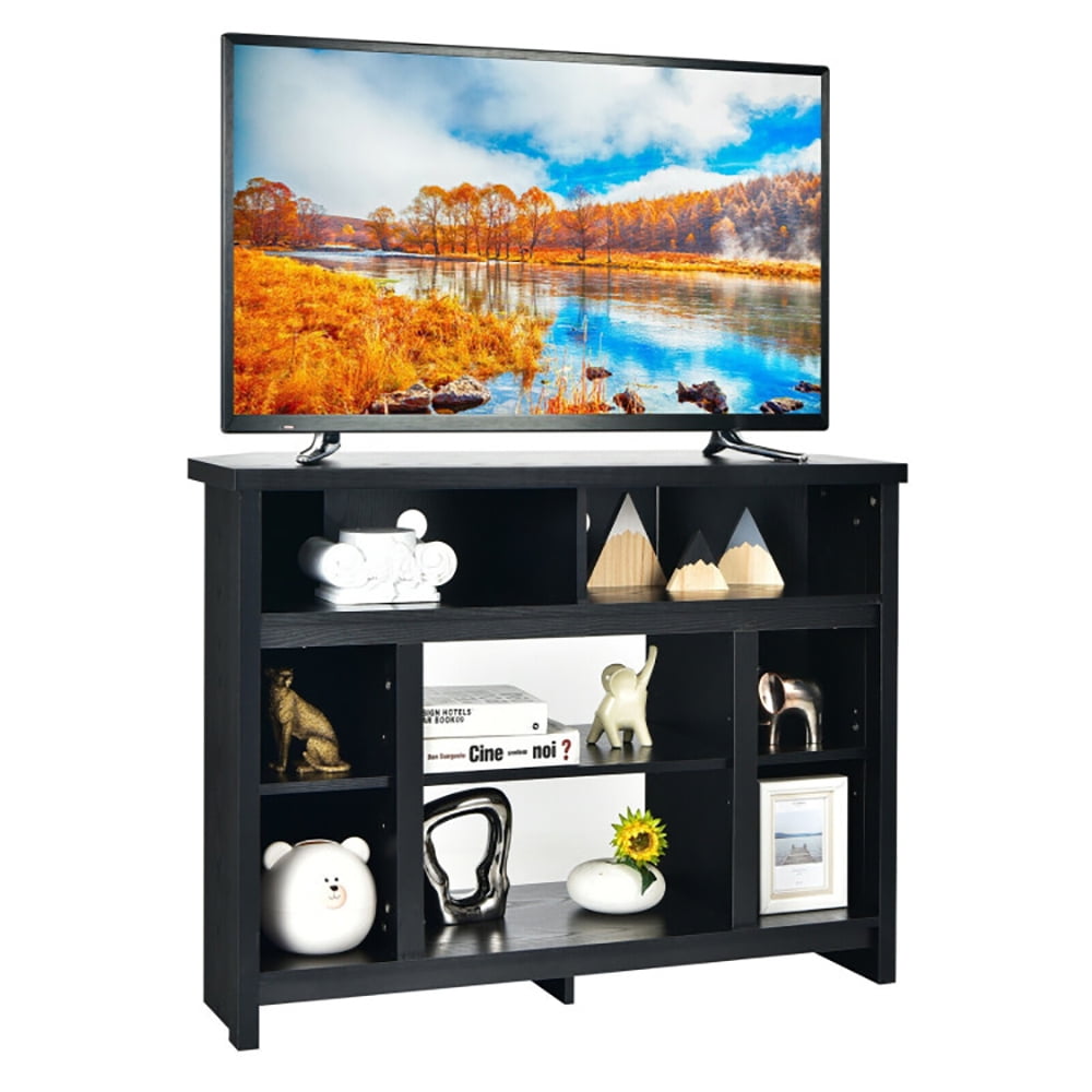 Finihen TV Stand, TV Cabinet, Modern Corner TV Stand with Adjustable Shelves for TVs up to 48 Inch, Media Entertainment Center with Storage, for Living Room, Bedroom, Black