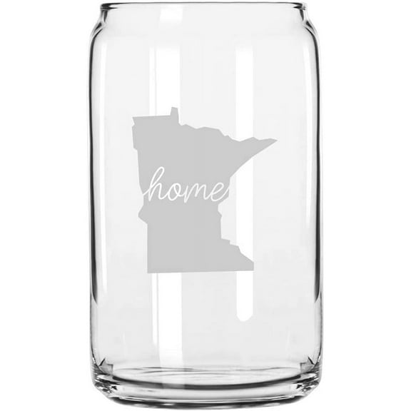 Minnesota Home States Etched 16oz Libbey Can Glass