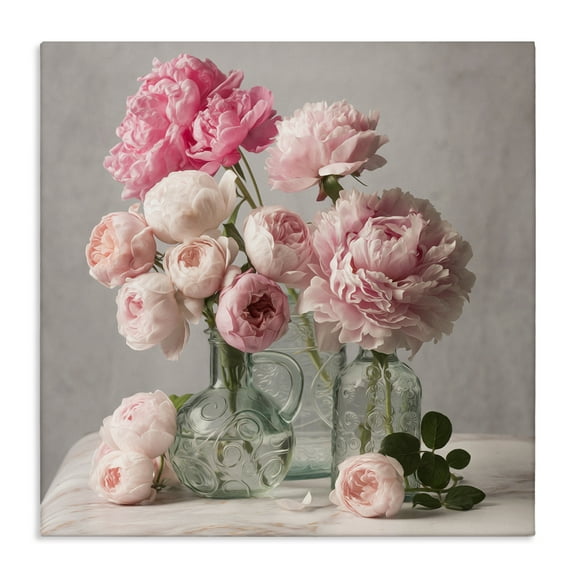 Stupell Industries Rose & Peony Duet Plants & Flowers Painting Wrapped Canvas Art Print Wall Art, 17 x 17