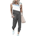 thumbnail image 2 of ZyeKqe Womens 2 Piece Outfits Short Sleeve Tops Long Pants Jogger 2024 Summer Tracksuit Sets Lounge Set, 2 of 4