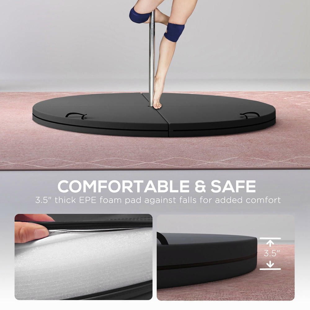 Resenkos Foldable Pole Practice Crash Mat with EPE Foam and Carry Handles - Black