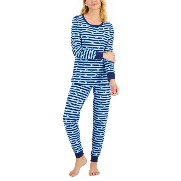 Matching Womens Hanukkah Family Pajama Set Medieval Blue M