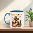 thumbnail image 4 of Happy Halloween Bernese Mountain Dog Witches Hat Pumpkin Carving 11oz Accent Two-tone Mug Berner Lover Gifts Coffee Tea Cup - 02019, 4 of 5