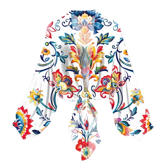 Htigea Women's Cardigan Chiffon Long Sleeve Sheer Coat Lightweight Open Front Tie Casual Loose Tops Beige L