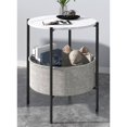 thumbnail image 1 of ViscoLogic Chiesel Mid - Century Round Side, End Table, Sofa Side Table With Storage Basket For Living Room, Bedroom & Lobby (White), 1 of 4