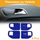 thumbnail image 3 of Cubierta de Tazón de Mango de Puerta Interior para Jeep Wrangler JK 4DR 2011-2017 Marco de Decoración de Mango Interior Azul ABS 4 Pcs, 3 of 6
