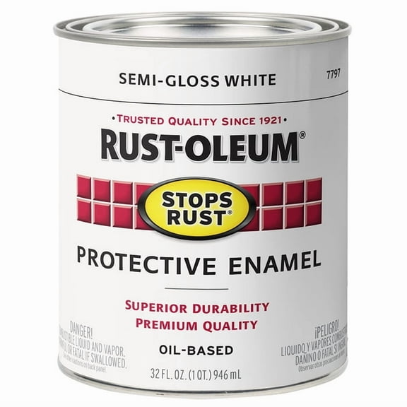 2-Pack of 1 qt Rust-Oleum 7797502 White Stops Rust Protective Enamel, Semi-Gloss