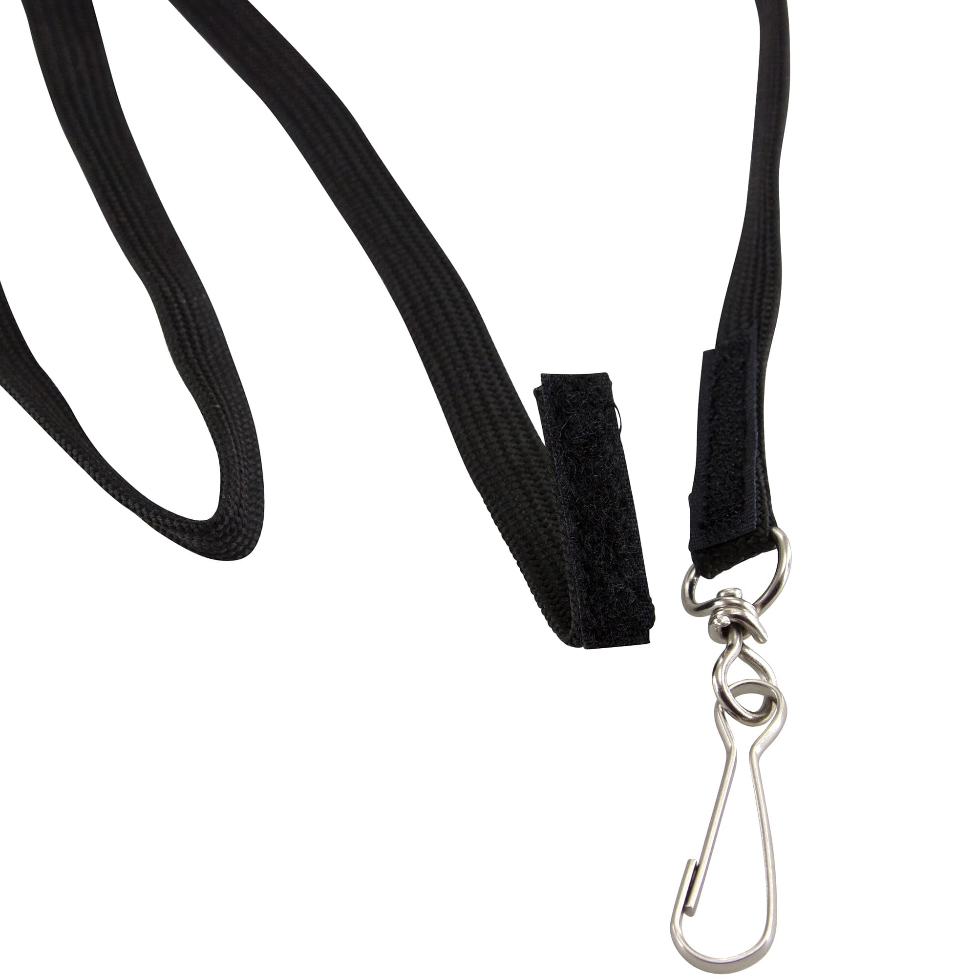 SICURIX Hook & Loop Breakaway Safety Lanyard, Flat Style, Black, Pack of 12