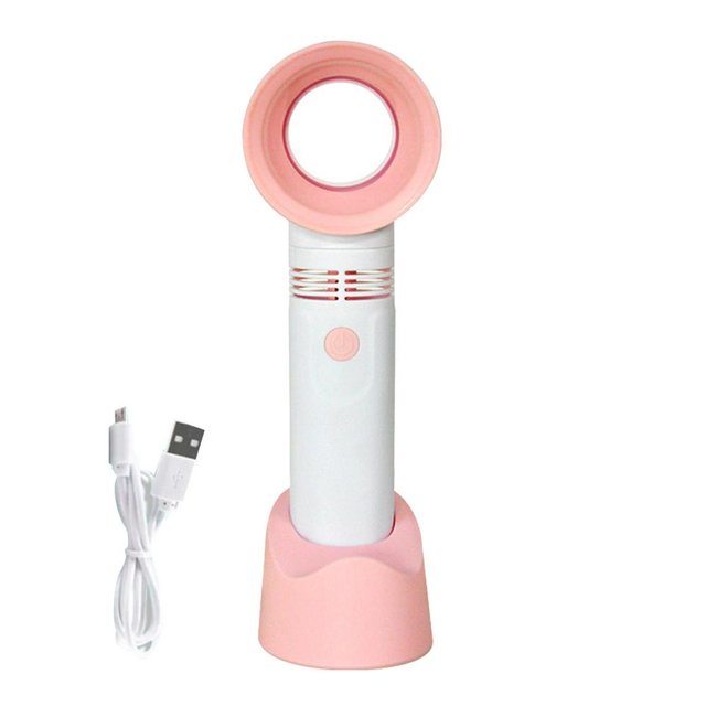 Miniventilador de mano sin aspas, ventilador de refrigeración con Base desmontable, recargable por USB, poco ruido, para oficina, viaje, escuela, seco Fivean unisex