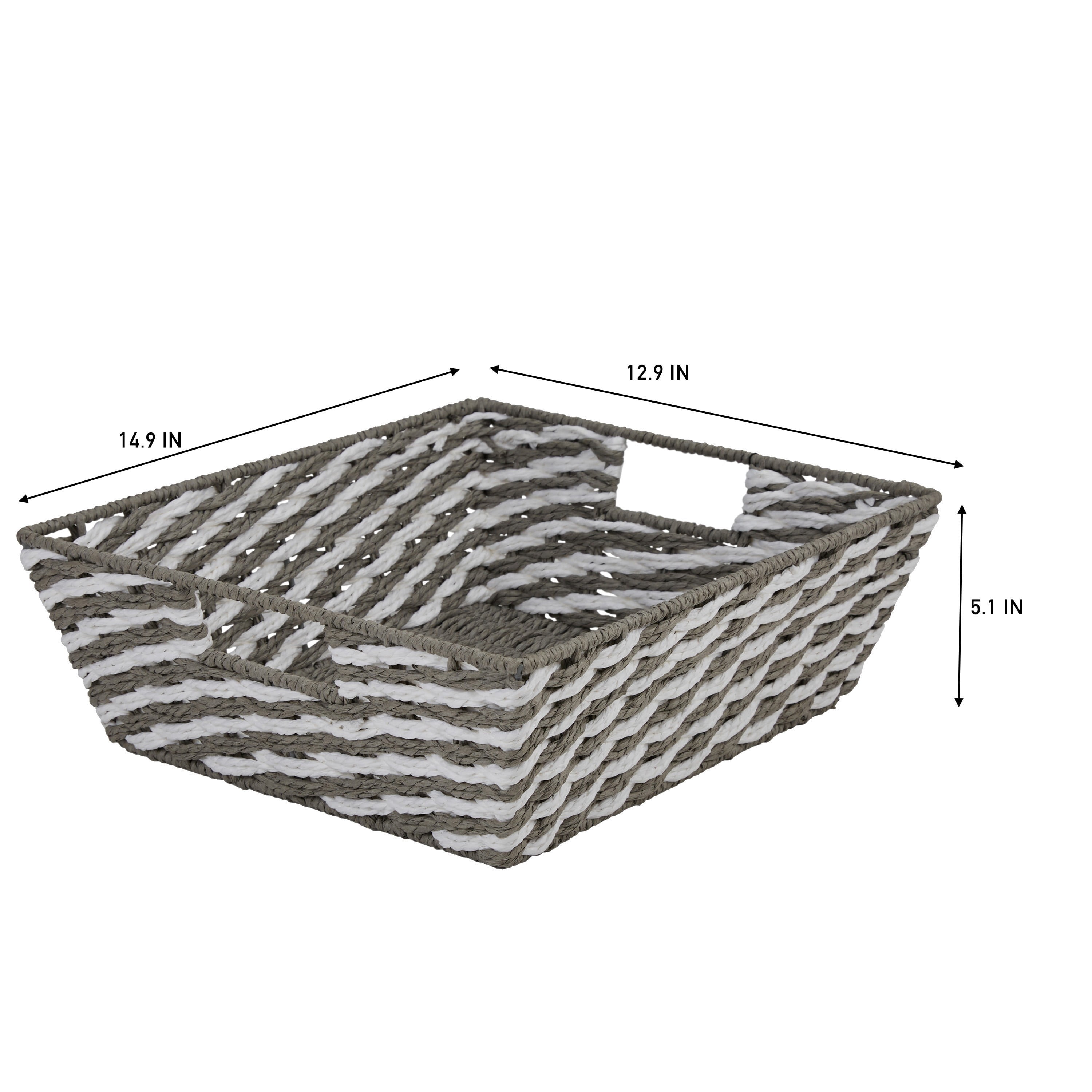 Simplify Striped Woven Basket in Gray