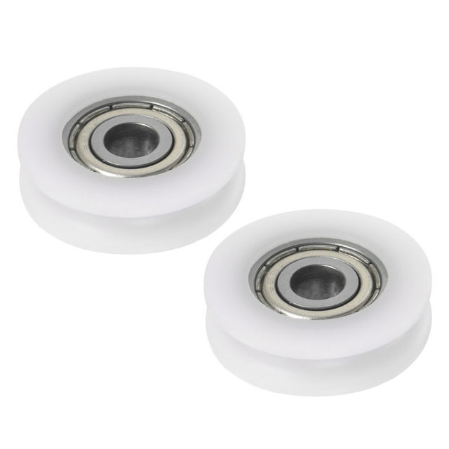 Unique Bargains Lot de 2 Roulements à Rouleaux à Gorge en U avec Poulie, Enduits de Nylon, 5x24x7 mm, Roue de Guidage à Gorge en U pour Portes et Fenêtres