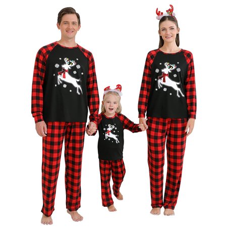 

Gwiyeopda Family Christmas Pajamas Set Matching Xmas Pjs Holiday Long Sleeve Plaid Sleepwear