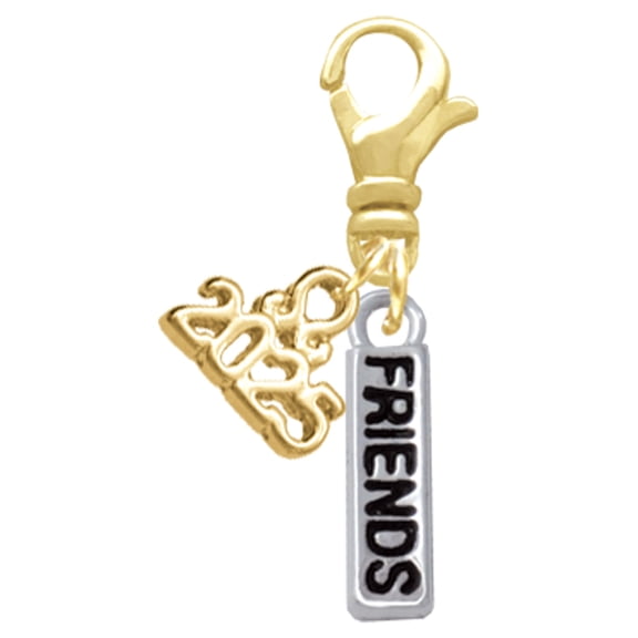 Delight Jewelry Silver-tone Friends - Gold-tone Clip on Charm with Mini Year 2025