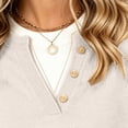 thumbnail image 4 of Edvintorg Women Sweaters V Neck Long Sleeve Casual Knit Pullover Sweater with Button Fall Winter Women Clothes Beige M, 4 of 8