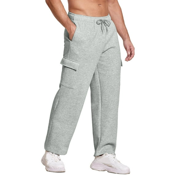 Njoeus Men's Fleece Open Bottom Sweatpants with Pockets, Relaxed Loose Fitted, Comfy Breathable Pants M-3XL