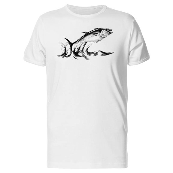 Jumping Tuna Fish B&W T-Shirt Men -Image by Shutterstock, Male 3X-Large