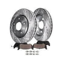 Front Ceramic Brake Pad and Front Drilled and Slotted Brake Rotor Kit - Compatible with 2009 - 2019 Toyota Corolla 2010 2011 2012 2013 2014 2015 2016 2017 2018