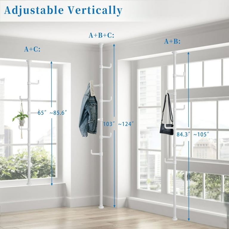 Floor to ceiling laundry pole clearance