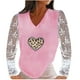 thumbnail image 1 of Blusa informal con cuello en V y manga larga de encaje para mujer Pompotops  gfhjh22258, 1 of 8