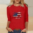 thumbnail image 2 of GERsome American Flag T-Shirts for Women 3/4 Sleeve Crew Neck 4th of July USA Patriotic Casual Graphic Tees Summer Loose Fit Pullover Tops S-2XL, 2 of 5