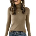 thumbnail image 2 of Hearthz Turtleneck Sweater Women Ribbed Mock Neck Fitted Long Sleeve Shirt Women Basic Spring Winter Women Tops, 2 of 5