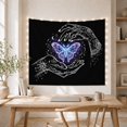 thumbnail image 5 of Glowing Moth Between Ornate Hands on a Black Background, Mystical Fantasy for Space Lovers, Celestial Decor Wall Art, Housewarming Gift Tapestry Wall Hanging for Bedroom and Living Room, 5 of 7