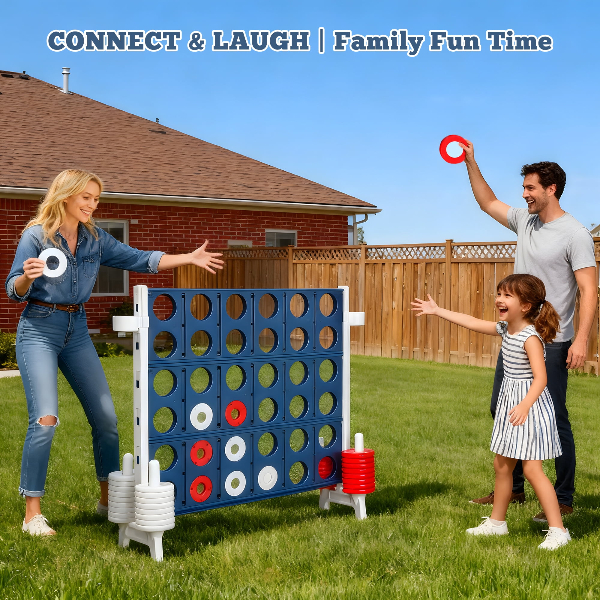 Giant 4-in-a-Row Outdoor Game Set for Kids and Adults, Jumbo 4-to-Score Game for Family Party Games Birthday Gifts
