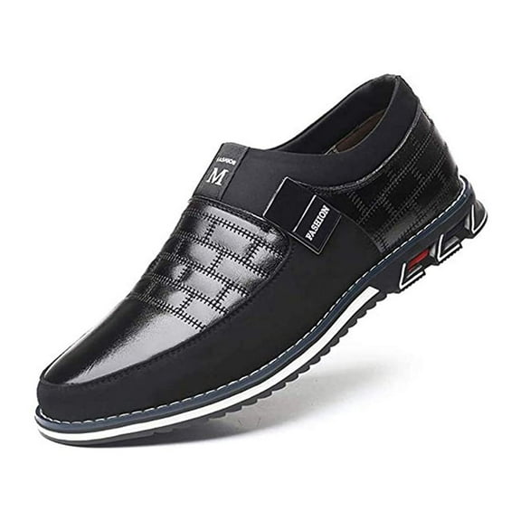Men Casual Shoes Leather Slip On Moccasins Hiking Dress Sneakers Casuales Penny Loafers Comfort Driving Fashion 7 Black