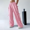 thumbnail image 6 of Women's Y2K Bow Knot Wide Leg Sweatpants Elastic High Waist Loose Casual Trousers Streetwear Baggy Pants Pink M, 6 of 6