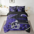 thumbnail image 2 of Manfei Baltimore Bedding Comforter Set 7pcs,Football City Queen Bedding Sets,Purple Helmet Queen Sheet Sets,Super Cozy Room Decor Reversible, 2 of 7