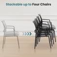 thumbnail image 5 of JONPONY Mesh Back Stacking Chairs with Armrests, Ergonomic Upholstered Fabric and Sturdy Metal Frame, Ideal for Office, Reception, Gray, 1 pack, 5 of 9
