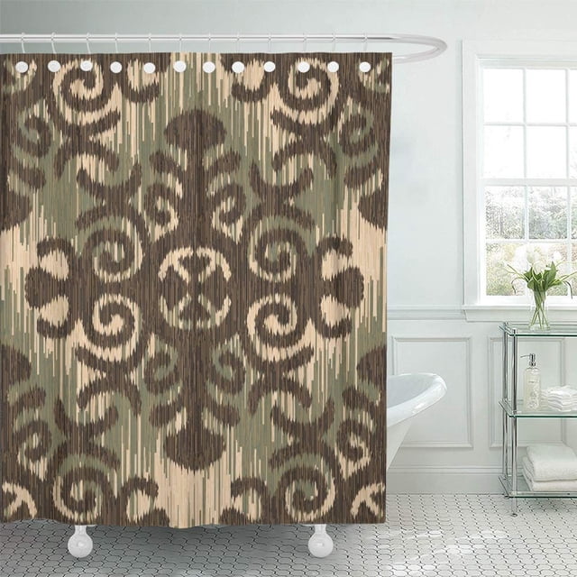 Cortina de ducha ABPHQTO de baño de líneas étnicas de imitación de Ikat con diseño tribal abstracto 165x180 cm
